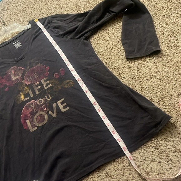 five star gray Long Sleeve live the life you love Graphic Tee - Picture 7 of 7